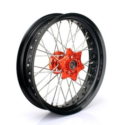 3.50x17&quot; 4,25x17&quot; Supermoto Alloy roues pour SX SXF EXC 125-530 Jantes noires et moyeux orange