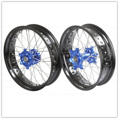 Vélos de moto Supermoto en alliage d'aluminium noir avec plaque tournante CNC et jantes de 3,50-17&quot; à 5,00-17&quot;