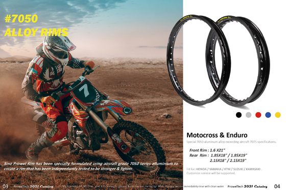 1.60-21 1.85-18/19 2.15-18/19 Motocross roue en alliage de pneus avec alliage T6 7050 noir