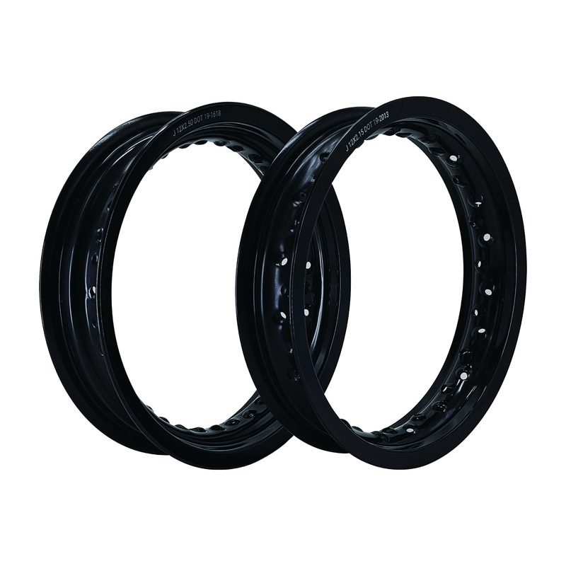 Roues de moto rétro noires de 12 pouces avec logo personnalisé et performances améliorées