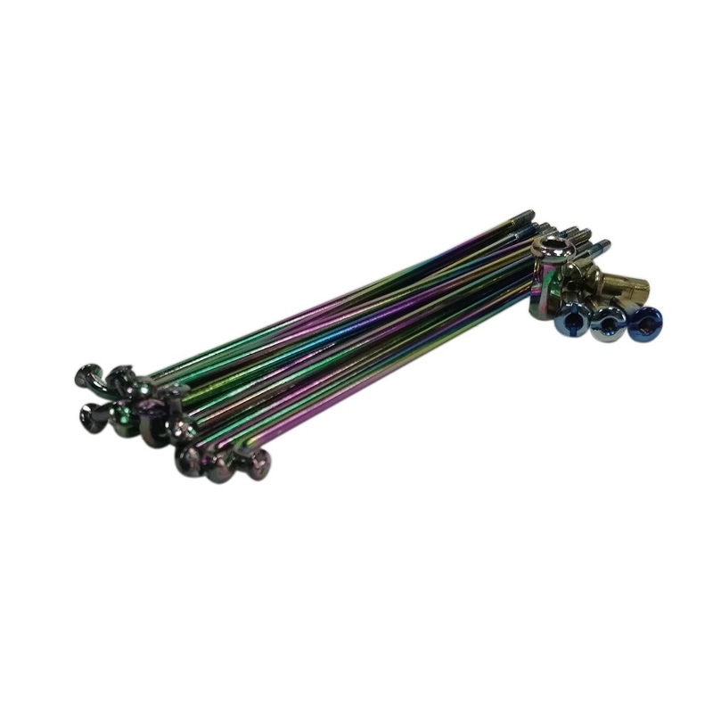 Sortie des rayons et des mamelons en acier au carbone de couleur arc-en-ciel pour moto 8G 9G 10G